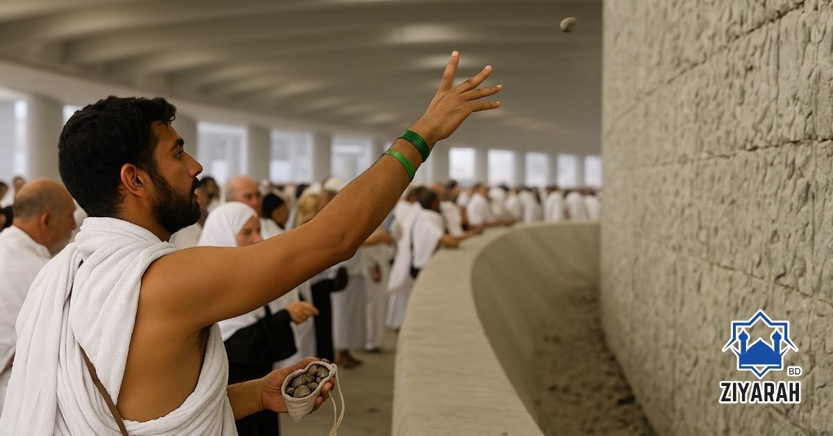 how many stones are thrown during hajj